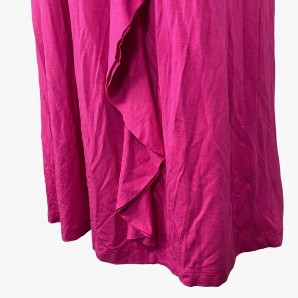 SPENSE Bright Pink Jersey Knit Maxi Sleeveless Ruffle Stretch Casual Dress sz M - Picture 7 of 16